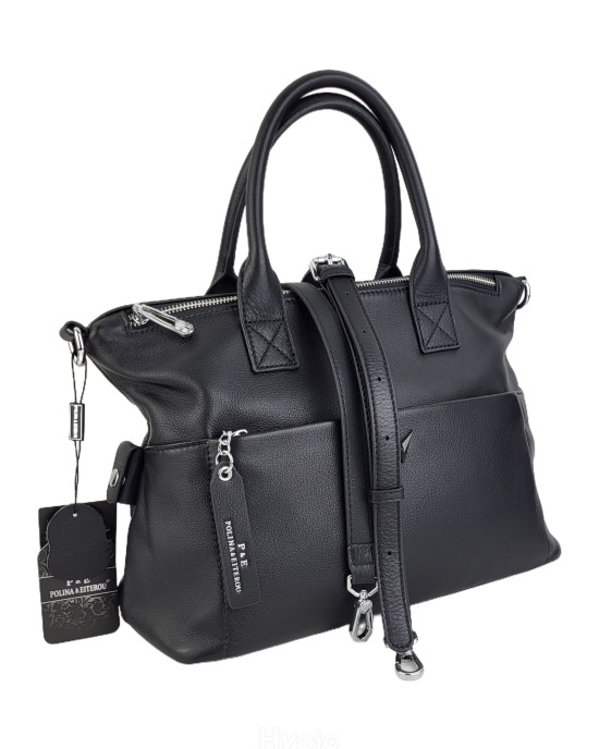Сумка тоут из натуральной мягкой кожи Q5950/black Сумка тоут из натуральной мягкой кожи Q5950/black