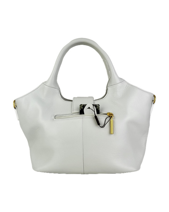 Сумка тоут из натуральной мягкой кожи Y2136/white Сумка тоут из натуральной мягкой кожи Y2136/white