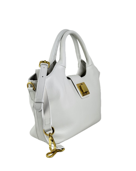 Сумка тоут из натуральной мягкой кожи Y2136/white Сумка тоут из натуральной мягкой кожи Y2136/white