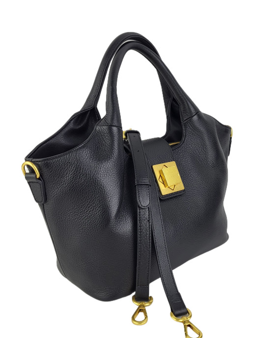 Сумка тоут из натуральной мягкой кожи Y2136/black Сумка тоут из натуральной мягкой кожи Y2136/black