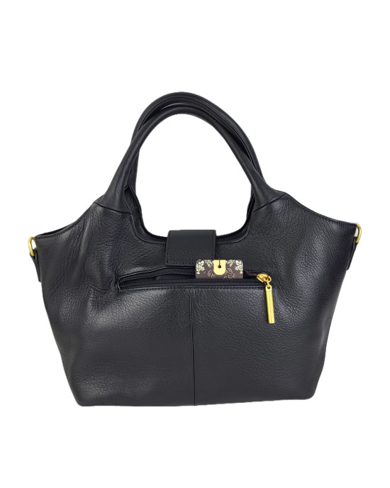 Сумка тоут из натуральной мягкой кожи Y2136/black Сумка тоут из натуральной мягкой кожи Y2136/black