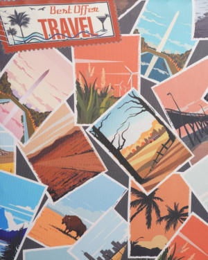 Чехол для чемодана POSTCARDS01. Размеры в ассортименте