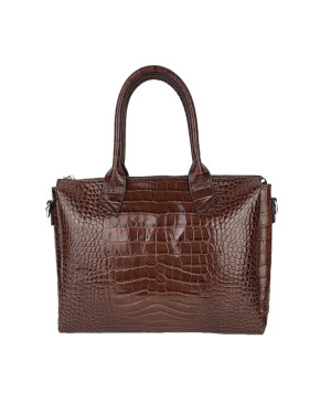 Сумка тоут Y9246-E/brown из натуральной лаковой кожи