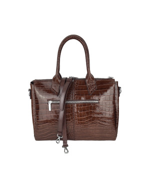 Сумка тоут Y9246-E/brown из натуральной лаковой кожи