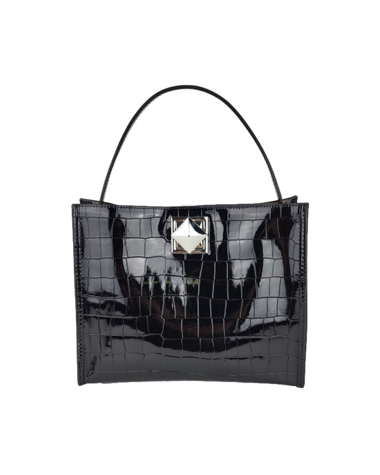 Сумка тоут Y8007/black из натуральной лаковой кожи Сумка тоут Y8007/black из натуральной лаковой кожи