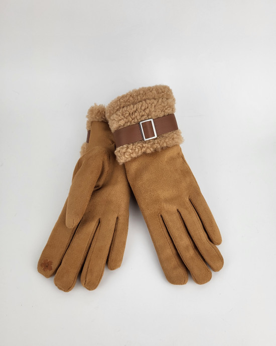 Перчатки из искусственной замши 437-86/ginger Перчатки из искусственной замши 437-86/ginger